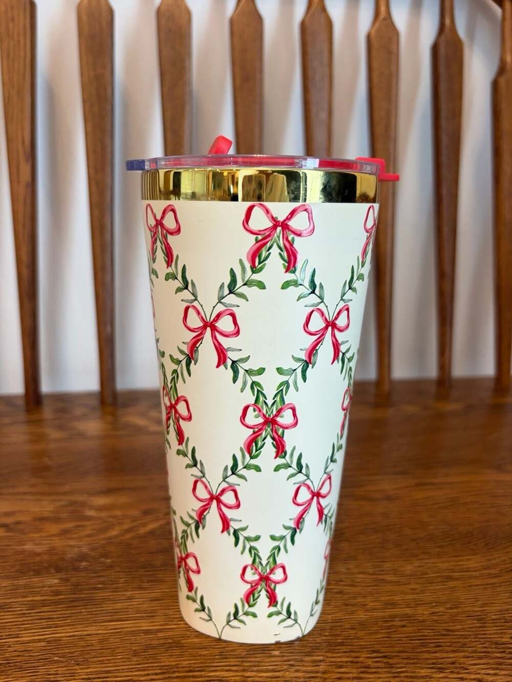 Unbranded Christmas Ribbon and Garland Insulated Travel Tumbler